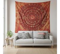 Craft Trade Mandala Elephant Tapestry Orange Wall Hanging Tapestry Boho Hippie Tapestries for Decor Living Room Yoga Meditation and Bedroom - 137x213 cm