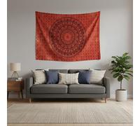 Craft Trade Mandala Elephant Tapestry Orange Wall Hanging Tapestry Boho Hippie Tapestries for Decor Living Room Yoga Meditation and Bedroom - 127x152 cm