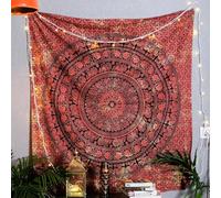 Craft Trade Mandala Elephant Tapestry Orange Wall Hanging Tapestry Boho Hippie Tapestries for Decor Living Room Yoga Meditation and Bedroom - 76x102 cm
