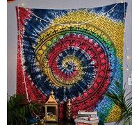 Craft Trade Mandala Elephant Tapestry Rainbow Wall Hanging Tapestry Boho Hippie Tapestries for Decor Living Room Yoga Meditation and Bedroom - 127x152 cm