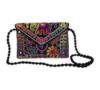 Craft Trade Multi Black Clutch Purses for Women Rajasthani Hand Embroidered Mini Crossbody Bag Women's Cluches for Wedding Party Gifts