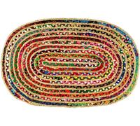 Craft Trade Multicolor Chindi Jute Rag Rug Hand Woven Braided Reversible Recycled Cotton Area Rugs for Living Room Bedroom Home Decor Carpet - Oval 4x6 Feet
