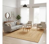 Craft Trade Natural Jute Area Rug Boho Braided Hand Woven Vintage Sisal Rug Reversible Home Decor Farmhouse Carpet Rag Rug for Kitchen Living Room and Bedroom - Rectangle 150x240 cm