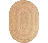 Craft Trade Natural Jute Rug Hand Woven Braided Reversible Rustic Area Rugs for Living Room Bedroom Home Decor Carpet - Oval 4x6 Feet