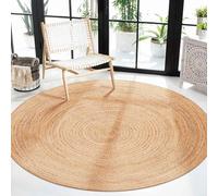 Craft Trade Natural Round Jute Area Rug Boho Braided Hand Woven Vintage Sisal Rug Reversible Home Decor Farmhouse Carpet Rag Rug for Kitchen Living Room and Bedroom - Round 120x120 cm