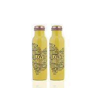 Craft Trade Pack of 2 Printed Pure Copper Bottle with Lid Leak Proof BPA Free Drinking Water Bottle for Boosts Immunity, Supports Digestive & Ayurveda Inspired 34oz - 1 Litre Yellow