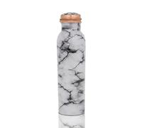 Craft Trade Printed Pure Copper Bottle with Lid Leak Proof BPA Free Drinking Water Bottle for Boosts Immunity, Supports Digestive & Ayurveda Inspired 34oz - 1 Litre White