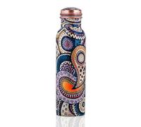 Craft Trade Pure Copper Water Bottle 1 Litre, Printed Design, Leak-Proof | Printed pure copper water bottle with leak-proof lid, Ayurveda inspired for everyday hydration, yoga, fitness and travel.