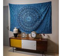 Craft Trade Tapestry for Bedroom Aesthetic Psychedelic Bohemian Elephant Mandala Wall Hanging Trippy Blue Tapestries Hippie Room Decor Twin Bedspread Meditation (54x84 Inch)
