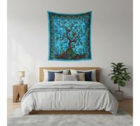 Craft Trade Tree of Life Tapestry Blue Wall Hanging Tapestry Boho Cotton Hippie Tapestries for Decor Living Room Yoga Meditation and Bedroom - 76x102 cm