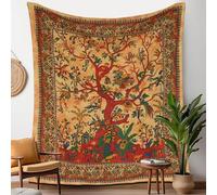 Craft Trade Tree of Life Tapestry Wall Hanging Trippy Yellow Tapestries for Bedroom Aesthetic Hippie Room Decor Indian Cotton Beach Throw Blanket Twin Bedspread - Rainbow - 76x102 CM (30x40 Inch)