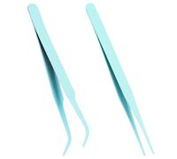 Craft Tweezers, 2 PCS Stainless Steel Sticker Tweezers Kit Multipurpose Straight and Curved Tip Tweezers Small Jewelry Making Tools for DIY Intricate Projects, Cardmaking, Scrapbooking,Stickers, Model