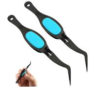Craft Tweezers, 2Pcs Reverse Tweezers, 5x0.8" Precision 401 Stainless Steel Craft with Non Slip Grip for Jewelry Eyelash Extensions Nail Beading, for Crafting