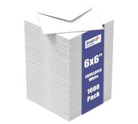 Craft UK, 1000 6x6 Envelopes for Card Making, Invitations, and More, 100gsm, Made in the UK, Lasting Quality, White