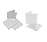 Craft UK 1064 7 x 7 inch Card and Envelope Pack of 25 - White & 50 White Cards & envelopes 5 x 5, Card, 152 x 243 x 3.81 cm