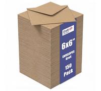 Craft UK, 150 6x6 Envelopes for Card Making, Invitations, and More, Made in the UK, Lasting Quality, Kraft Brown