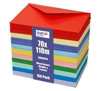 Craft UK, 150 70x110cm Envelopes for Card Making, Invitations, and More, 80gsm, Made in the UK, Lasting Quality, Brights & Pastels (15 x 10 Assorted Colours)