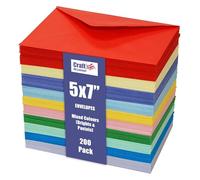 Craft UK, 200 5x7 Envelopes for Card Making, Invitations, and More, 80gsm, Made in the UK, Lasting Quality, Brights & Pastels (20 x 10 Assorted Colours)