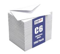 Craft UK, 200 C6 Envelopes for Card Making, Invitations, and More, 100gsm, Made in the UK, Lasting Quality, White