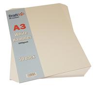 Craft UK 2012 A3 300gsm Hammered Card - White (Pack of 50 Sheets)