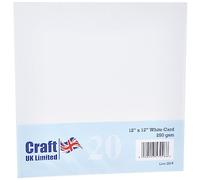Craft UK 2019 12X12 Card, White, pack of 20 sheets