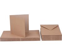 Craft UK 2050 5 x 5 inch Kraft Card and Envelope pack of 50 - Brown
