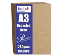 Craft UK 2344 A3 Kraft Recycled Paper- Brown 50 Sheets 125 GSM