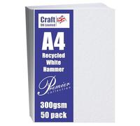 Craft UK 2391 A4 White Recycled Hammered Card 300 GSM - 50 Sheets
