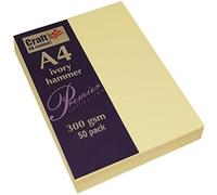 Craft UK 2393 A4 Ivory Recycled Hammered Card 300 GSM - 50 Sheets