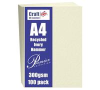Craft UK 2393 A4 Ivory Recycled Hammered Card 300 GSM - 50 Sheets