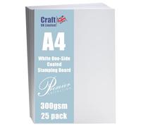 Craft UK, 25 A4 Card, Stamping Card, Smooth Cardstock Paper for Invitations and More, 300gsm, Made in the UK, One-Side Coated, Lasting Quality, White