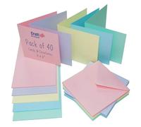 Craft UK, 40 Blank Cards and Envelopes for Card Making, 300gsm, Made in the UK, Lasting Quality, Mixed Pastels, 6 x 6-Inch