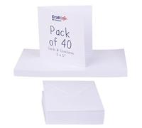 Craft UK, 40 Blank Cards and Envelopes for Card Making, 300gsm, Made in the UK, Lasting Quality, White, 5 x 5-Inch