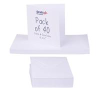 Craft UK, 40 Blank Cards and Envelopes for Card Making, 300gsm, Made in the UK, Lasting Quality, White, 6 x 6-Inch