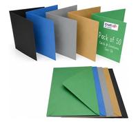 Craft UK, 50 Blank Cards and Envelopes for Card Making, 225gsm, Made in the UK, Lasting Quality, Mixed Deep Coloured, C6