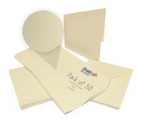 Craft UK, 50 Blank Cards and Envelopes for Card Making, 300gsm, Made in the UK, Lasting Quality, Recycled Ivory Linen, 6 x 6-Inch