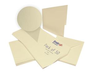 Craft UK, 50 Blank Cards and Envelopes for Card Making, 300gsm, Made in the UK, Lasting Quality, Recycled Ivory Linen, 6 x 6-Inch