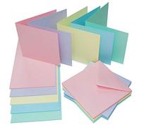 Craft UK, 50 Blank Cards and Envelopes for Card Making, Made in The UK, Lasting Quality, Mixed Pastels, 5 x 5-Inch