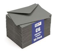 Craft UK, 50 C6 Envelopes for Card Making, Invitations, and More, 100gsm, Made in the UK, Lasting Quality, Granite