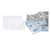 Craft UK 50 Cards and Envelopes, White, 5 x 7-Inch & 6x6 Poly Bags-50 pack, Card
