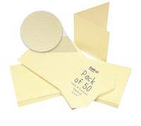 Craft UK, 50 Hammered Blank Cards and Envelopes for Card Making, 300gsm, Made in the UK, Lasting Quality, Ivory, 6 x 6-Inch