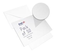 Craft UK, 50 Hammered Blank Cards and Envelopes for Card Making, Made in the UK, Lasting Quality, White, A6