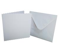 Craft UK 839 8 x 8 inch Scalloped Card and Envelope pack of 25 - White