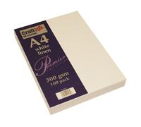 Craft UK Premium Collection A4 White Linen Paper Pack - 100 Sheets, 300gsm Cardstock