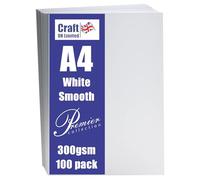Craft UK W119 A4 Card 300gsm 100 Cells - White/Smooth