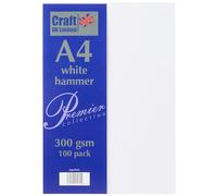Craft UK W121 A4 Hammered Card, White, Pack of 100 sheets