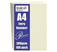 Craft UK W122 A4 Hammered Card - Ivory (Pack of 100 sheets)