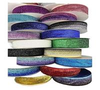 Craft Velvet Ribbon, Velvet Ribbon Multicolor 6-38mm 3-5 Yards Glitter Single Face No Elastic for Packaging Bow(Color 24,6mm(5yards))