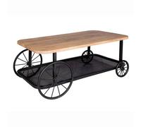 Craft Wheel Coffee Table - Solid Mango Wood - L55 x W110 x H45 cm Indian Hub Brown One Size