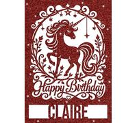 Craft Wizard Personalised Unicorn Birthday Card With Any Name | Glitter Greeting Card | Envelope Included | Red